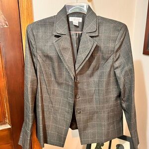 Worthington Grey & Pink Checkered Polyester Suit Set